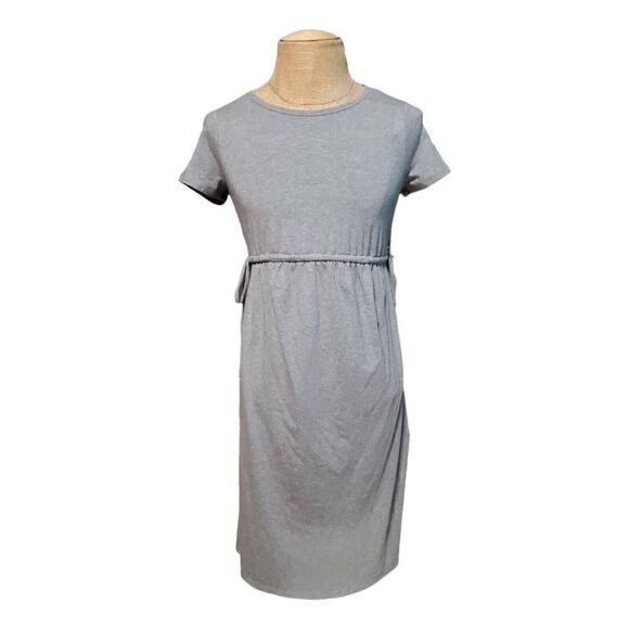 Isabel Maternity by Ingrid & Isabel Women's SS Tie Waist Dress Gray XS - Picture 1 of 5